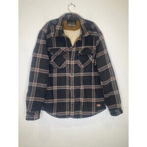 JACHS New York Plaid Flannel Fleece Lined Shirt Jacket Men’s Shacket EUC Sz Lg